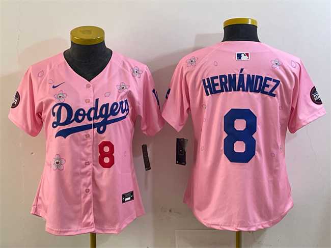 Youth Los Angeles Dodgers #8 Enrique Hernandez Pink 2025 Tokyo Series Limited Stitched Jersey